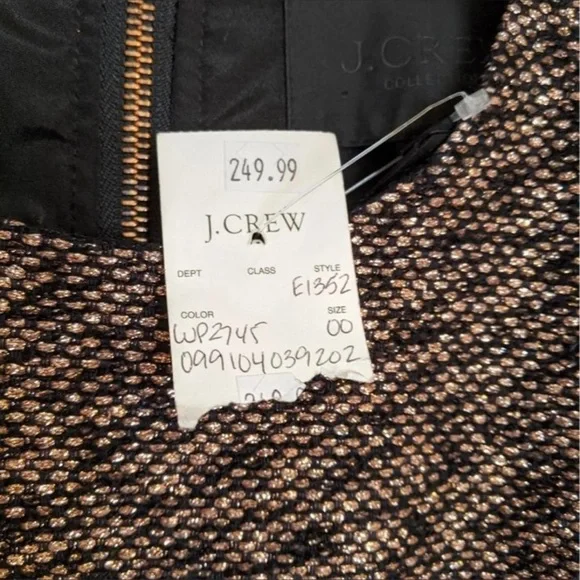 J.Crew Collection Short-sleeve Rose-gold Tweed Dress 00 - Picture 8 of 10